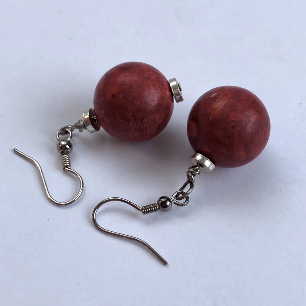Red bead earrings